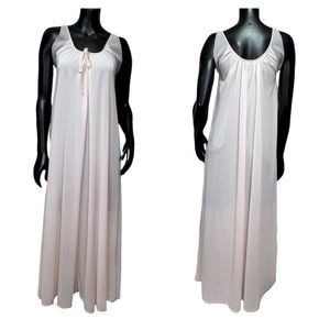 Vintage 70s TOSCA Womens S Light Pink Chiffon Nylon Long Nightgown Full Sweep‎